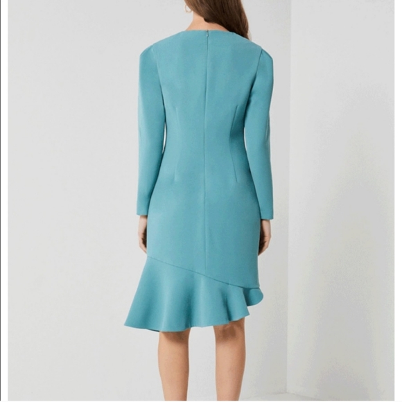 Elliatt dress aqua blue asymmetrical high low long sleeve modest crew neck small - Picture 2 of 2